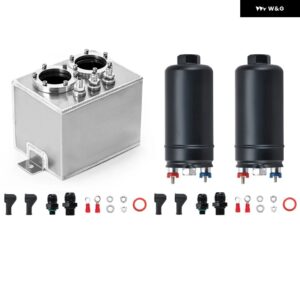 3L デュアルビレット アルミ燃料サージタンク/サージタンク 2PC 044 燃料ポンプ 付きブラック TK84044 - Black fuel pump5