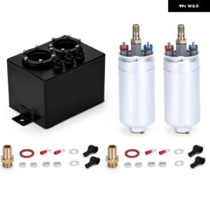 3L デュアルビレット アルミ燃料サージタンク/サージタンク 2PC 044 燃料ポンプ 付きブラック TK84044 - Silver fuel pump2