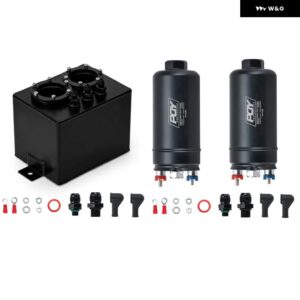 3L デュアルビレット アルミ燃料サージタンク/サージタンク 2PC 044 燃料ポンプ 付きブラック TK84044 - Black fuel pump