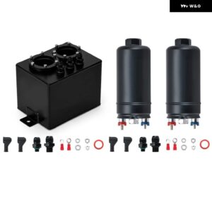 3L デュアルビレット アルミ燃料サージタンク/サージタンク 2PC 044 燃料ポンプ 付きブラック TK84044 - Black fuel pump3