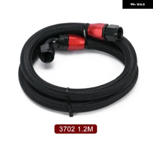 AN10 1メートル /1.2メートル /1.4メートル ステンレス ブレーン オイルホース ラインホース チューブ 0 度 90 度スイベル ホースエンド - 1.2m black