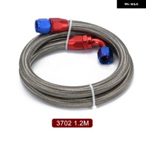 AN10 1メートル /1.2メートル /1.4メートル ステンレス ブレーン オイルホース ラインホース チューブ 0 度 90 度スイベル ホースエンド - 1.2m silver