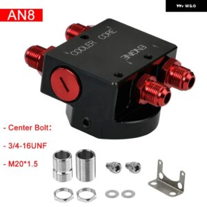 オイル フィルター サンドイッチ アダプター オイル フィルター リモートブロック付き サーモスタット付き 1XAN8 4XAN6/AN8/AN10 PQY5675BK - AN8 BLACK