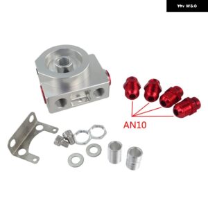 オイル フィルター サンドイッチ アダプター オイル フィルター リモートブロック付き サーモスタット付き 1XAN8 4XAN6/AN8/AN10 PQY5675BK - AN10 Silver
