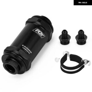 ブラック AN6 / AN8 / AN10 インライン燃料 フィルター E85 エタノール 100 ミクロンのステンレス エレメントと ステッカー - Black AN6 Fitting