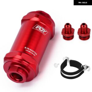 ブラック AN6 / AN8 / AN10 インライン燃料 フィルター E85 エタノール 100 ミクロンのステンレス エレメントと ステッカー - Red AN6 Fitting
