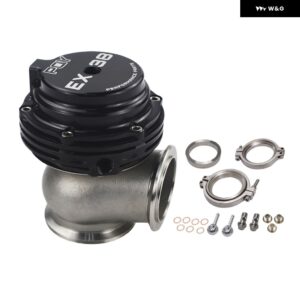 MVS 38MM ウエストゲートアルミトップ V バンドゴールドアウター ウエストゲートスーパーチャージターボ マニホールド 14PSI PQY-5831-MB - BLACK WITHOUT LOGO