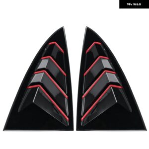 2個 車リア三角 ブラインド ルーバーカバー プロテクター カーボン ABS ファイバーリアガラス窓シャッター 3 2017-2021 - WSS14BKR
