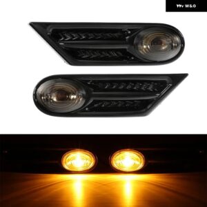 サイドフェンダーマーカー インジケーター LED ライトカーボンパターン MINI COOPER S R56 R57 R58 R59 2007-2013 63137260202 63137260201 - Black Always-on