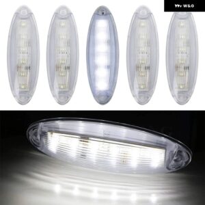 5個 キャブルーフ トップマーカー ランニングライト 12 LED フロントキャブルーフ クリアランスシグナルライト フレイトライナーカスカディア 2008-UP セミ - White shell White