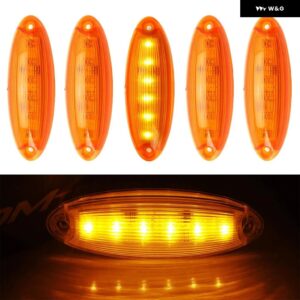 5個 キャブルーフ トップマーカー ランニングライト 12 LED フロントキャブルーフ クリアランスシグナルライト フレイトライナーカスカディア 2008-UP セミ - Yellow shell Amber