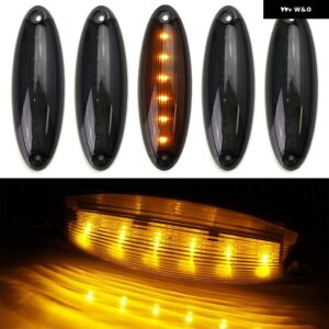 5個 キャブルーフ トップマーカー ランニングライト 12 LED フロントキャブルーフ クリアランスシグナルライト フレイトライナーカスカディア 2008-UP セミ - Black shell Amber