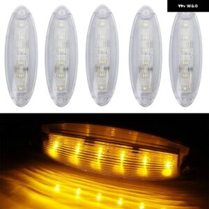 5個 キャブルーフ トップマーカー ランニングライト 12 LED フロントキャブルーフ クリアランスシグナルライト フレイトライナーカスカディア 2008-UP セミ - White shell Amber