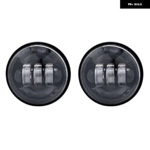 4.5インチ ラウンド LED 補助パッシングライトスポット フォグランプ 60ワット フロント ヘッドライト ホワイト ハーレー ダビソンエレクトラグライド - black