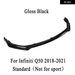 インフィニティ Q50 2014-2021 用フロント バンパー スポイラー リップスタンダード スポーツ用ではありません DIY アンダー バンパー ディフューザー - Black 18-21