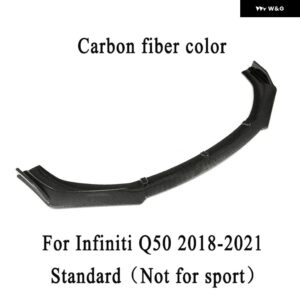 インフィニティ Q50 2014-2021 用フロント バンパー スポイラー リップスタンダード スポーツ用ではありません DIY アンダー バンパー ディフューザー - Carbon Fiber 18-21