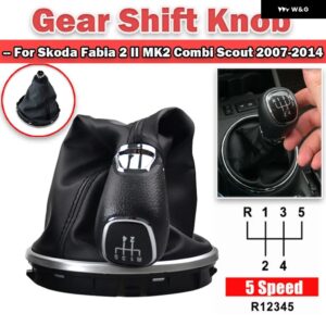5/6スピード ギア シフト ノブハンドルシフター ブーツ カバー シュコダ ファビア 2 II MK2 コンビスカウト 2007 2008 2009-2014 カーパーツ - 5 speed