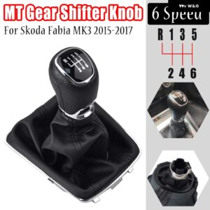 ギア シフト ノブヘッドハンドルシフター レバー 革 ブーツ カバー シュコダ ファビア MK3 2015 2016 2017 5/6スピード カー スタイリング - 6 speed