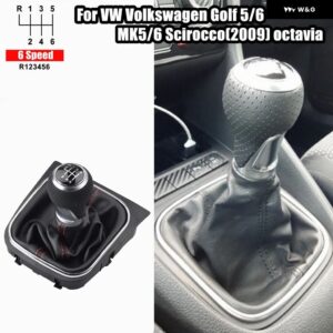 カーパーツ 5/6スピード マニュアル シフト ギアノブ ブーツ カバー 付き VW ゴルフ /ラビット/ジェッタ MK5 2004-2009 VW ゴルフ /ジェッタ MK6 - 6 Speed5