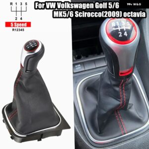 カーパーツ 5/6スピード マニュアル シフト ギアノブ ブーツ カバー 付き VW ゴルフ /ラビット/ジェッタ MK5 2004-2009 VW ゴルフ /ジェッタ MK6 - 5 Speed6