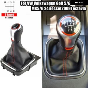 カーパーツ 5/6スピード マニュアル シフト ギアノブ ブーツ カバー 付き VW ゴルフ /ラビット/ジェッタ MK5 2004-2009 VW ゴルフ /ジェッタ MK6 - 6 Speed7