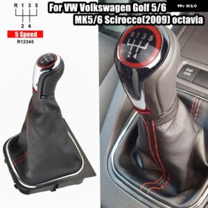 カーパーツ 5/6スピード マニュアル シフト ギアノブ ブーツ カバー 付き VW ゴルフ /ラビット/ジェッタ MK5 2004-2009 VW ゴルフ /ジェッタ MK6 - 5 Speed8