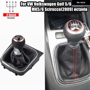 カーパーツ 5/6スピード マニュアル シフト ギアノブ ブーツ カバー 付き VW ゴルフ /ラビット/ジェッタ MK5 2004-2009 VW ゴルフ /ジェッタ MK6 - 5 speed