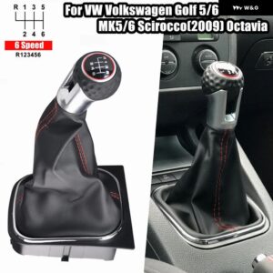 カーパーツ 5/6スピード マニュアル シフト ギアノブ ブーツ カバー 付き VW ゴルフ /ラビット/ジェッタ MK5 2004-2009 VW ゴルフ /ジェッタ MK6 - 6 speed