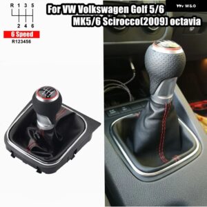 カーパーツ 5/6スピード マニュアル シフト ギアノブ ブーツ カバー 付き VW ゴルフ /ラビット/ジェッタ MK5 2004-2009 VW ゴルフ /ジェッタ MK6 - 6 Speed3