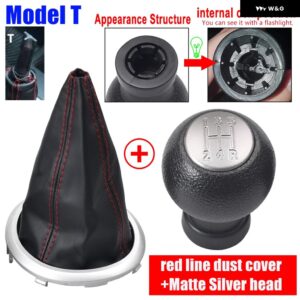スズキ の使用ギアシフター ノブレバー マニュアル 5スピード スイフト 2005-2010 S-クロス SX4 アルト革 防塵 カバー - T Dumb-Red line