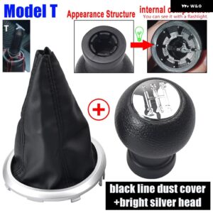 スズキ の使用ギアシフター ノブレバー マニュアル 5スピード スイフト 2005-2010 S-クロス SX4 アルト革 防塵 カバー - T Bright-Black line