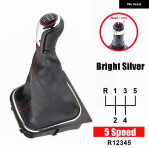 5/6スピード ギア シフト ノブ 防塵 カバー スエードレザー VW ゴルフ /ラビット/ジェッタ MK5 2004-2009 VW ゴルフ /ジェッタ MK6 2010-2014 - 5 speed