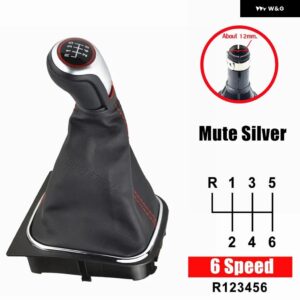 5/6スピード ギア シフト ノブ 防塵 カバー スエードレザー VW ゴルフ /ラビット/ジェッタ MK5 2004-2009 VW ゴルフ /ジェッタ MK6 2010-2014 - 6 speed