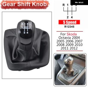 ギア シフト ノブ自動 ギア シフト 首輪レザー ブーツ シュコダ オクタヴィア 38322 - 5 speed