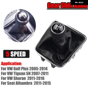 カーパーツ ギア シフト ノブ VW ゴルフ プラス 2005-2014 ティグアン 5N 2007-2011 シャラン 2011-2016 シートアルハンブラ 2011-2015 - 5 speed