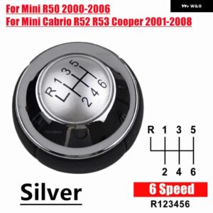 5速 6速 車 マニュアル ギア シフト ノブレバー シフター ノブミニ R50 2000-2006 カブリオ R52 2002-2008 - 6 Speed Silver