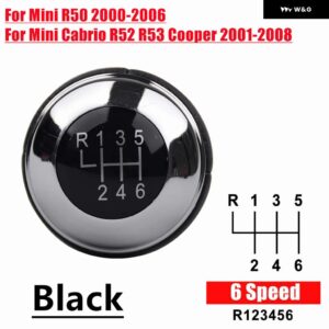 5速 6速 車 マニュアル ギア シフト ノブレバー シフター ノブミニ R50 2000-2006 カブリオ R52 2002-2008 - 6 Speed Black