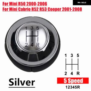 5速 6速 車 マニュアル ギア シフト ノブレバー シフター ノブミニ R50 2000-2006 カブリオ R52 2002-2008 - 5 Speed Silver