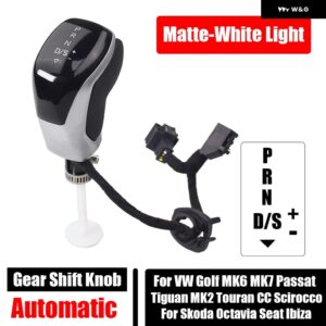 VW ゴルフ MK6 MK7 パサート CC B7 ジェッタ MK5 シロッコ自動 ギア シフト ノブ AT LED 電子 シフト レバー ハンドボール - Matt Silver-White