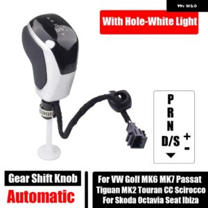 VW ゴルフ MK6 MK7 パサート CC B7 ジェッタ MK5 シロッコ自動 ギア シフト ノブ AT LED 電子 シフト レバー ハンドボール - With Holes-White