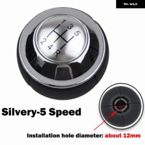 ギア シフト ノブ シフター レバー ハンドルボール クロームブラック MT 5 6スピード ミニ R50 ワン D R52 R53 クーパー S 3 ドア 2001-2008 - 5 Speed Silver