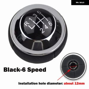 ギア シフト ノブ シフター レバー ハンドルボール クロームブラック MT 5 6スピード ミニ R50 ワン D R52 R53 クーパー S 3 ドア 2001-2008 - 6 Speed Black