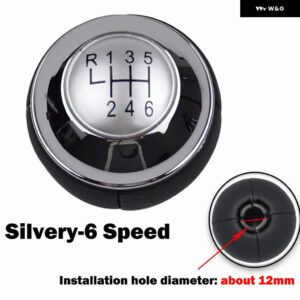 ギア シフト ノブ シフター レバー ハンドルボール クロームブラック MT 5 6スピード ミニ R50 ワン D R52 R53 クーパー S 3 ドア 2001-2008 - 6 Speed Silver