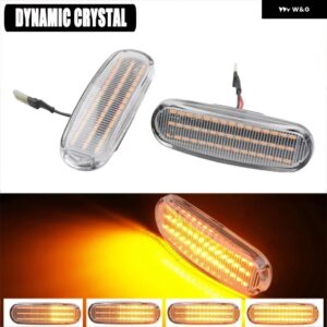 2X ダイナミック LED サイドマーカー シーケンシャル ランプ フィアット パンダ MK2 MK3 グランデ プント 199 ドブロ フィオリーノ 3 アイデア 350 リネア 3 - Dynamic Crystal
