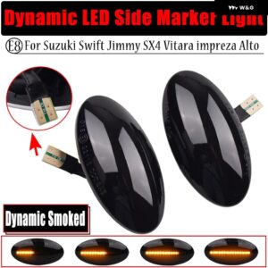 スズキ 2個 ウィンカーライトシーケンシャル LED ダイナミックサイドマーカー流水 スイフトジミービターラ SX4 アルトイグニススプラッシュ - Dynamic Smoked Black