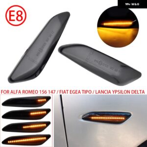 フィアット ティーポ エギア アルファ ロメオ 156 147 クライスラー イプシロン III ランチア デルタ ダイナミック LED サイド マーカー ウインカー ウィン - Dynamic Smoked