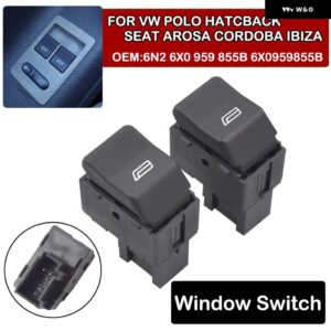 6N2 6X0 959 855B 6X0959855B 車電動パワーウィンドウ スイッチ ボタン VW ポロ ルポ ハッチバック シートイビサ ハッチバック アローザ - 2X Buttom