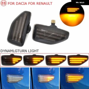 2X ダイナミック LED サイド マーカーライト ウィンカー シーケンシャル ウインカー インジケーター DACIA LOGAN II 2012 SANDERO II 2012 DUSTER 2018 - Dynamic Smoked