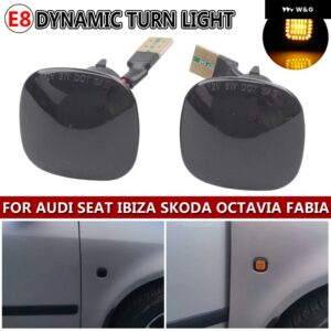 セアト レオン MK1 1999-2005 イビサ MK2 1999-2002 コルドバ 1999-2003 サイドミラー LED ダイナミック ウィンカー ライト シーケンシャル - Smoked Lens
