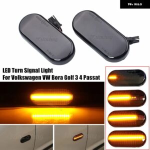 2個 ダイナミック LED サイドマーカー信号灯 インジケータランプ VW T5 アップ ゴルフ 3 4 パサート アマロックルポポロビートルフォックスシャラン - Dynamic-Smoke Black